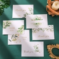 White watercolor thank you cards with gold foil lettering and green leaf patterns - Fresh Greenery Bronzing Style (567) / With Envelope