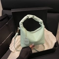 Bolso de mano verde menta plisado con asa de volantes y correa ajustable - Verde