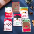 Set of 6 Christmas cards with cartoon Santa, reindeer and snowman on blue background - 572#