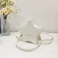 Mini bolso bandolera blanco en forma de estrella de cuero PU con texto dorado - Blanco Roto