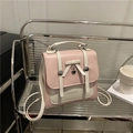 Zaino in pelle PU rosa e beige con fiocco bianco e ciondolo a forma di cuore - Rosa Sakura