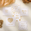 Macro detail of 6 square greeting cards with elegant gold foil stamping and envelopes - Style 408 With Translucent Envelopes