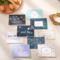 Lot de 9 cartes de vœux dorées avec motifs fleurs et chats sur plateau en bois - S406# 9 pièces avec enveloppes
