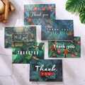 Tropisches Dankeskarten-Set mit Monstera- und Hibiskusmustern auf grauem Steinuntergrund - S394#6 Blätter Pro Set