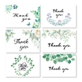 Set of six assorted watercolor thank you cards with floral designs and envelopes - Watercolor Eucalyptus Wreath Theme (s392#)