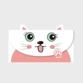 Cute 3D cartoon cat themed greeting card envelope with pink kitten ears and paw prints - Cat