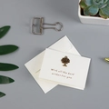 Mini tarjeta de felicitación retro con colgante de árbol de bronce y sobre blanco - 305# Plántula + Sobre + Bolsa Opp