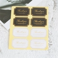 Elegantes pegatinas Thank You en blanco y negro con pan de oro para envolver regalos - Bronceado Cuadrado