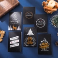 Set of 6 black Merry Christmas cards with gold illustrations and matching envelopes - 425# Christmas Cards (Set)