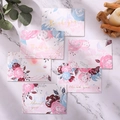 Biglietti di ringraziamento floreali con scritte in oro e vari disegni di fiori rosa e blu - 533# 6 Fogli Per Set