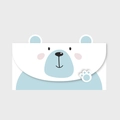 Cute polar bear cartoon greeting card with envelope in light blue and white theme - Polar Bear