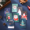 Set de 8 tarjetas de felicitación navideñas con diversas ilustraciones en fondo azul - 552# Tarjetas De Navidad + Sobres (8 Tarjetas) + Pegatinas Navideñas