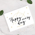 Biglietto d'auguri bianco con stella dorata e testo Happy every day su sfondo marmo - Stile Happy every day (420-5)