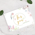 Elegante biglietto di auguri floreale con uccello e scritta For You in oro - Stile For you Uccello e Fiore (420-8)