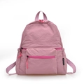Sac à dos plissé mauve léger avec grande capacité et texture en nylon imperméable - Rose