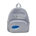 Mini zaino in peluche grigio chiaro a forma di squalo con ricamo sneaker per bimbi - Motivo Squalo Scarpe da Ginnastica / Grigio