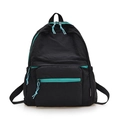 Sac à dos léger en nylon noir texturé avec fermetures éclair bleu vif contrastantes - Noir
