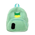 Zaino di peluche verde menta con rana ricamata e morbida pelliccia sintetica - Verde Menta
