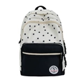 Sac à dos blanc minimaliste avec imprimé étoiles noires et poche avant pour l'école - Noir
