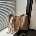 Bolso tote grande de cuero caqui con correa FASHION y estilo minimalista para mujer - Caqui