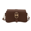 Dark brown faux leather crossbody bag with wave-shaped bottom and gold metal buckle - Brown