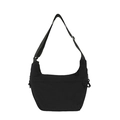 Borsa a tracolla a mezzaluna in nylon nero minimalista con ampia tracolla regolabile - Nero