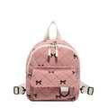 Kleiner rosa Cord-Rucksack mit Schleife und gestepptem Muster für Mädchen - Rosa