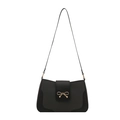 Elegante borsa sottobraccio nera con trama pied-de-poule e fibbia a fiocco d'oro - Nero