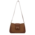 Borsa baguette marrone con trama intrecciata e dettaglio fiocco dorato elegante - Marrone