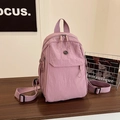Light purple casual large capacity waterproof nylon backpack with adjustable straps - Pink