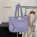 Light purple nylon tote bag with matching coin purse and minimalist brand label - Purple