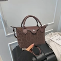 Fashionable leopard print handbag in dark brown faux leather with detachable strap - Flap Handheld Style / Brown (Dark Brown Leopard)