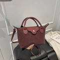 Minimalist wine red crossbody bag featuring leopard print texture and metal snap closure - Flap Handheld Style / Red (Wine Leopard)