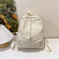 Minimalistischer beiger Reise-Rucksack mit vertikalem Reißverschluss im Interieur - Gebrochenes Weiß