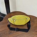 Minimalist mustard green crossbody waist bag in durable nylon with adjustable strap - Yellow