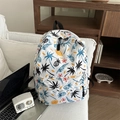 Zaino casual bianco con stampe tropicali di palme e ampia tasca frontale con zip - Stampa Piante Tropicali (Modello 1)