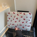 Housse d'ordinateur enveloppe argentée avec motifs cerises rouges et double zip - Argent