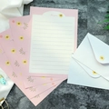 Floral stationery set with pink daisy letter paper and matching white envelopes - Flower Style