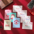 Set di biglietti d'auguri natalizi con buste, alberi festivi e motivi di renne su sfondo rosso - Set da 8 pezzi con buste e adesivi