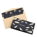 Elegantes tarjetas de agradecimiento doradas con sobres kraft para negocios y regalos - Pluma (Con Sobre) (S402)