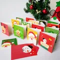Set of 16 mini 8.5x8.5cm Christmas cards with envelopes featuring Santa and reindeer - Style 383 (24 Cards 24 Envelopes 8.5x8.5cm)