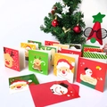 24PCS Christmas greeting card set with Santa designs and matching red envelopes - Style 353 (16 Cards 16 Envelopes 8.5x8.5cm)