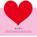 Minimalist red heart greeting card with romantic quote on a soft pink background - Pink Base Large Red Heart