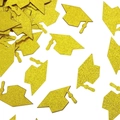 Confeti dorado brillante con forma de birrete para decoración de mesas en graduaciones - Estilo A
