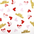 Coriandoli glitterati LITTLE SWEETHEART con cuori di carta rossi e rosa per tavolo - Stile Fronte-Retro / polvere scintillante dorata