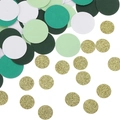 Coriandoli rotondi verdi e dorati per feste di compleanno e decorazioni festive - Tema Menta Fresca (Verde/Bianco/Oro)