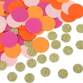 Coriandoli tondi colorati rosa, arancio e oro scintillante per feste di compleanno e decori - Tema Arcobaleno Caldo (Rosa/Arancio/Oro)