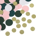 Coriandoli colorati per compleanno in rosa, verde scuro e oro glitterato per feste - Tema Rosa Verde Elegante (Rosa/Verde/Bianco)