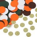 Coriandoli circolari colorati in tonalità foresta e glitter dorati per feste e celebrazioni - Tema Foresta Vintage (Arancio/Verde/Oro)