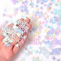 Iridescent Happy Birthday confetti with laser star and circle shapes for party decor - 100 Pieces